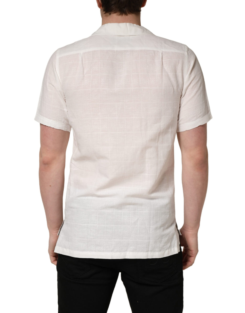 Dolce & Gabbana White Linen Short Sleeves Button Down Shirt