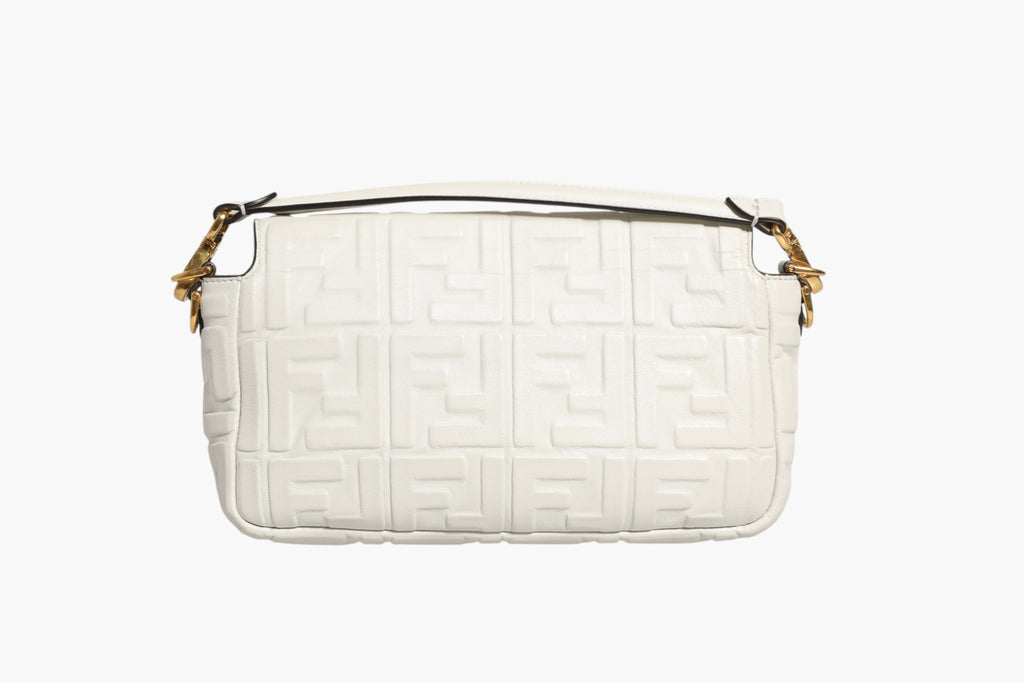 Fendi FF Embossed Baguette Nappa Leather Bag