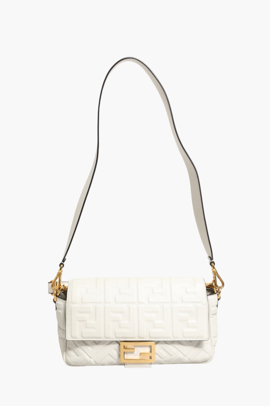 Fendi FF Embossed Baguette Nappa Leather Bag