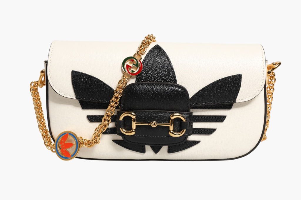 Gucci x Adidas Horsebit 1955 Weiß Schwarz Kalbsleder Schultertasche