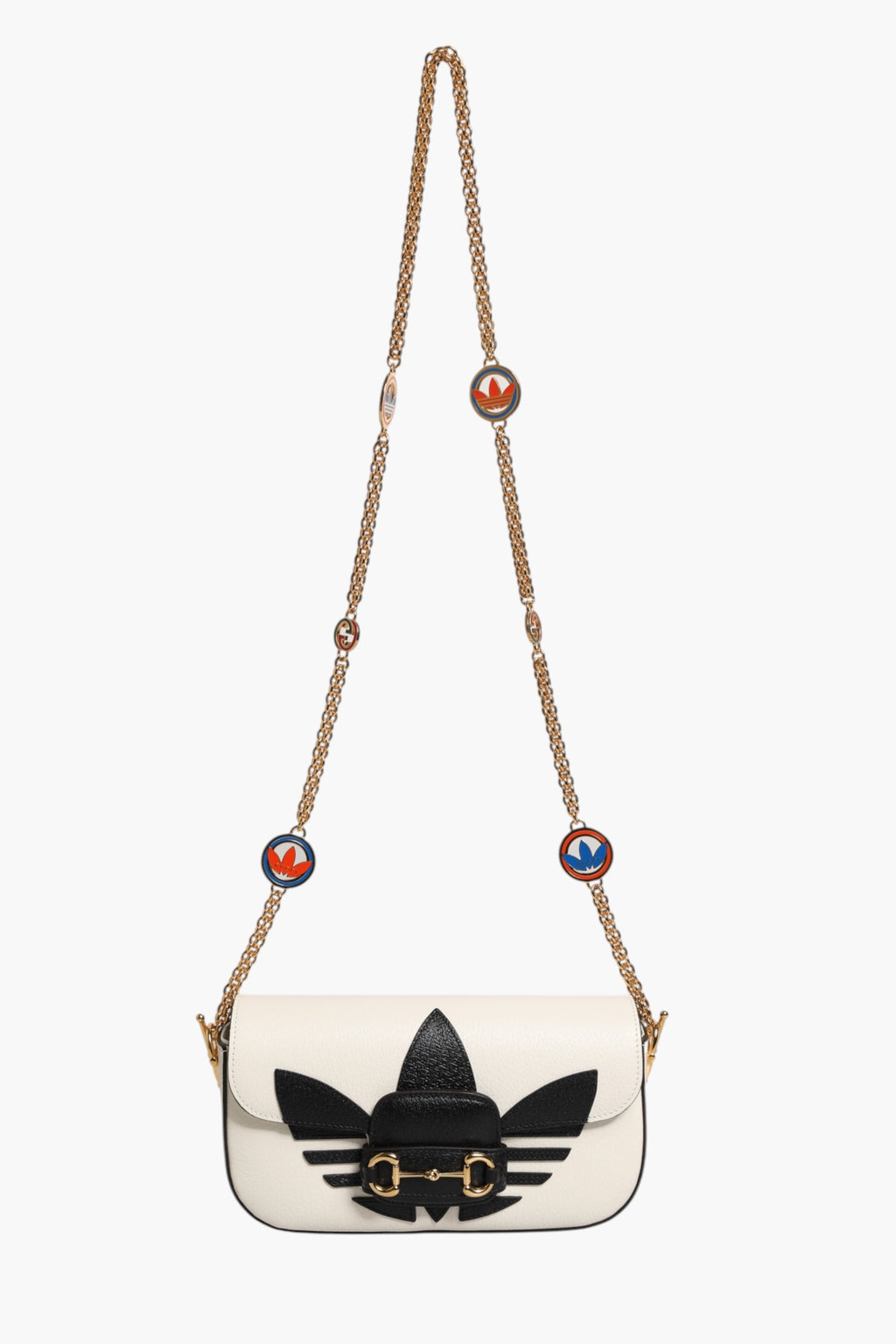 Gucci x Adidas Horsebit 1955 Weiß Schwarz Kalbsleder Schultertasche