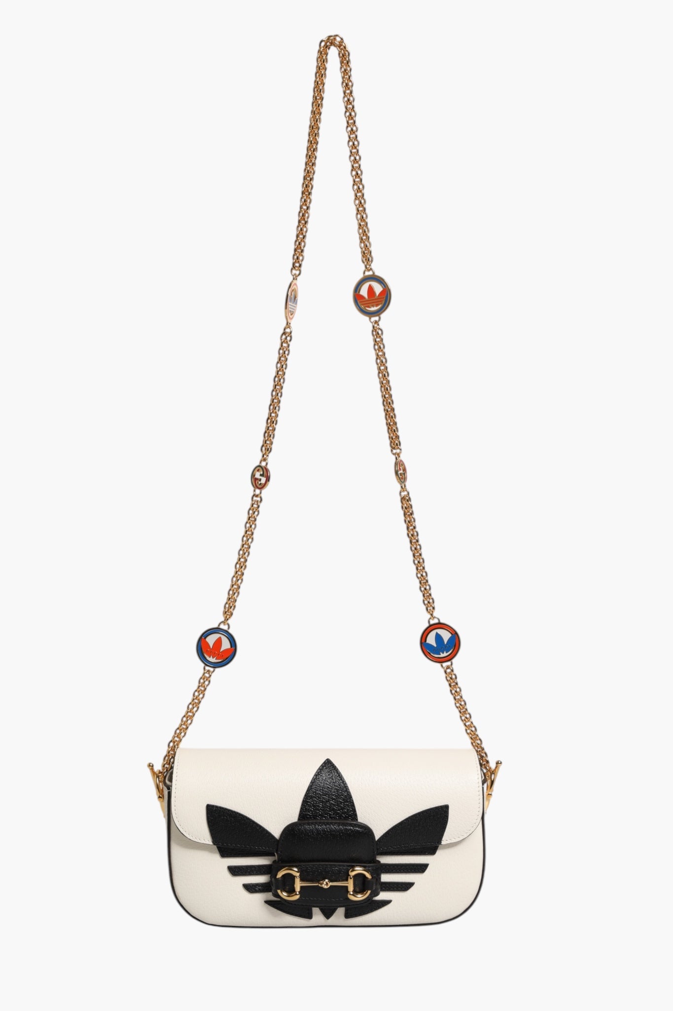 Gucci x Adidas Horsebit 1955 Weiß Schwarz Kalbsleder Schultertasche