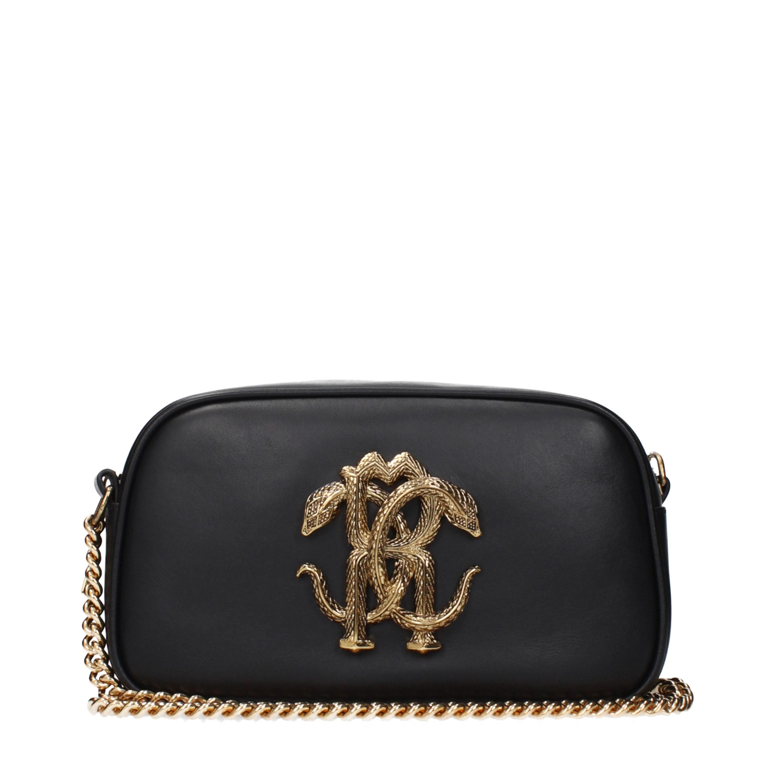 Roberto Cavalli Black Leather Crossbody Bag