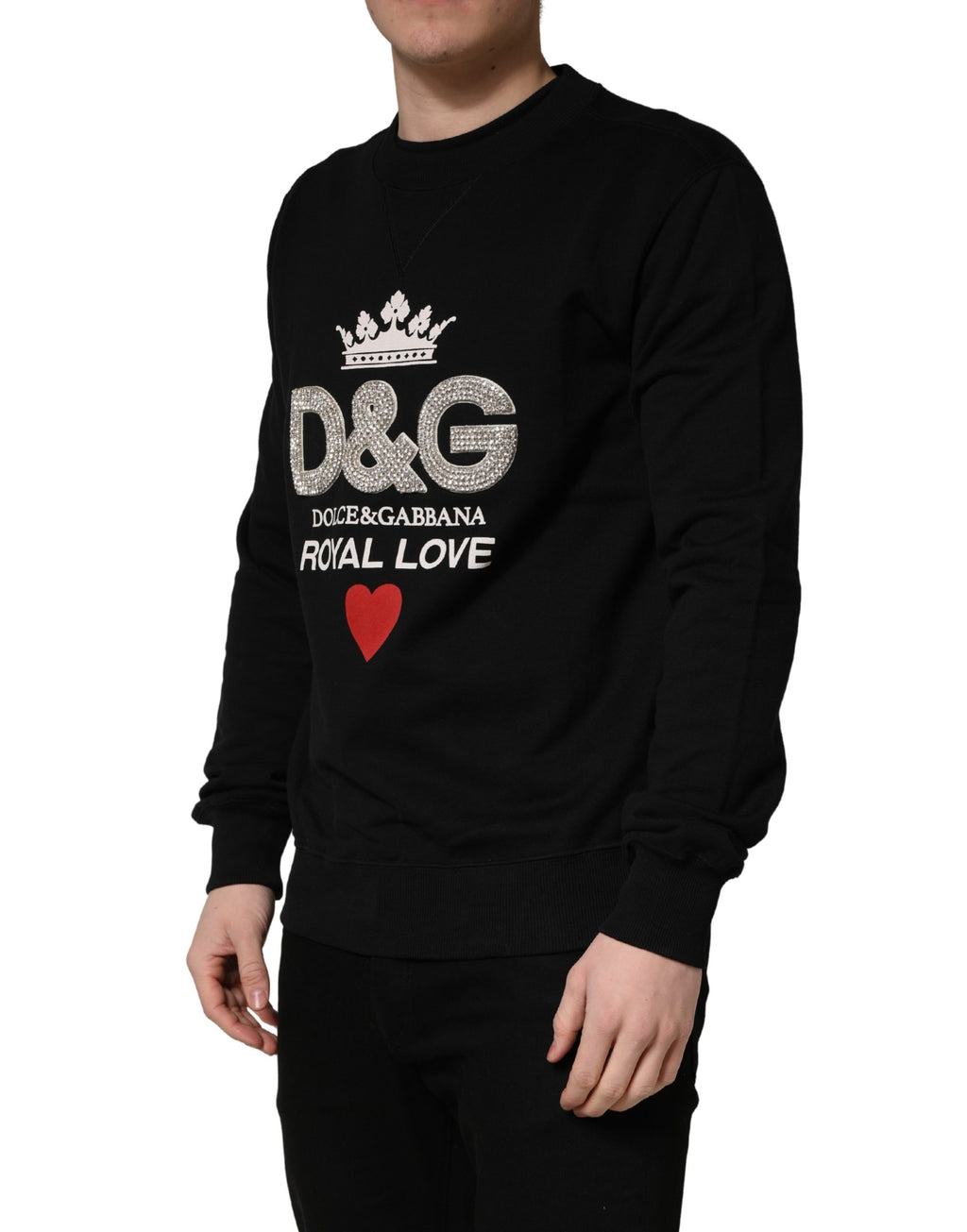 Dolce & Gabbana Zwarte Katoenen Sweatshirt Trui met Versieringen