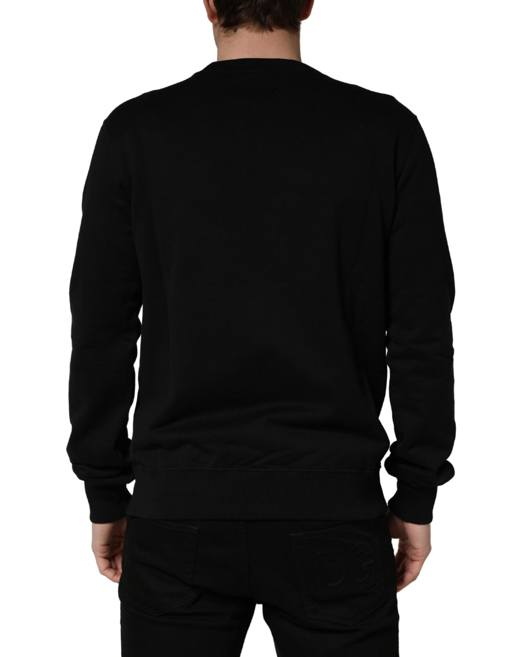 Dolce & Gabbana Zwarte Katoenen Sweatshirt Trui met Versieringen