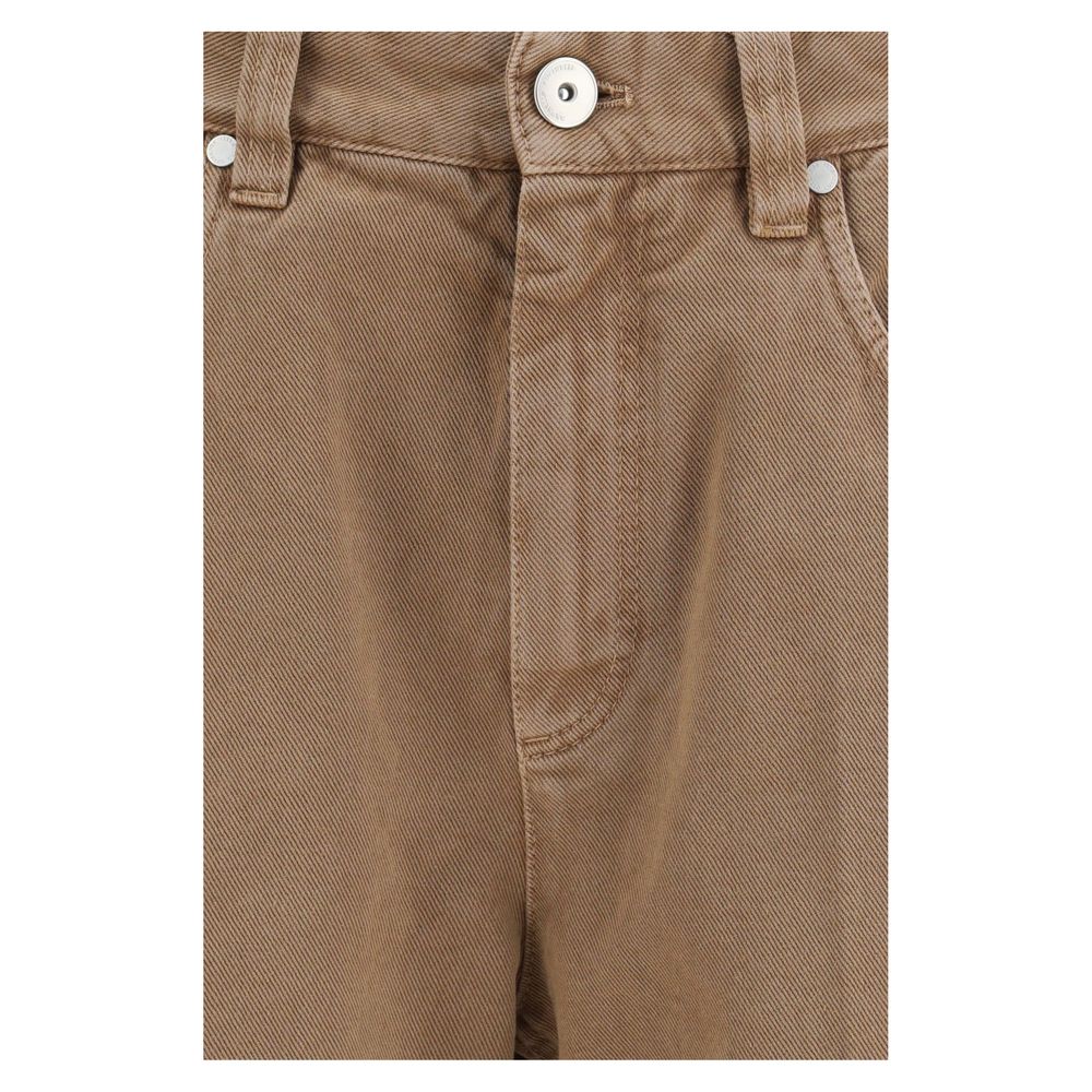 Brunello Cucinelli Brown Cotton Straight Leg Jeans