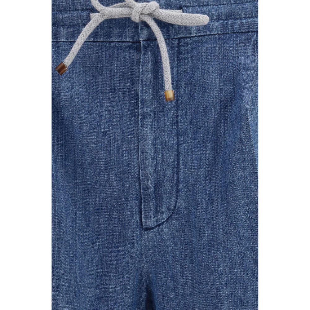 Brunello Cucinelli Blue Cotton Casual Pants