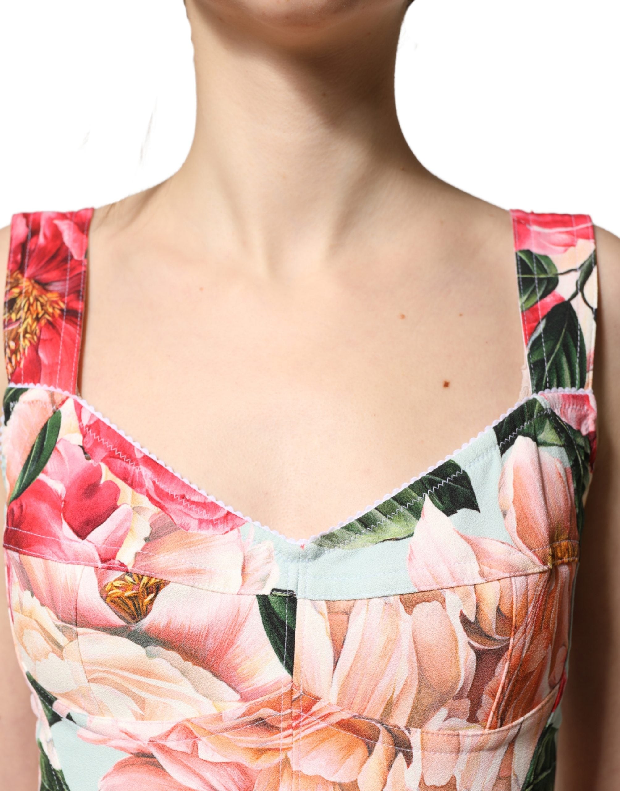 Dolce & Gabbana Multicolor Floral Print Viscose Sheath Dress