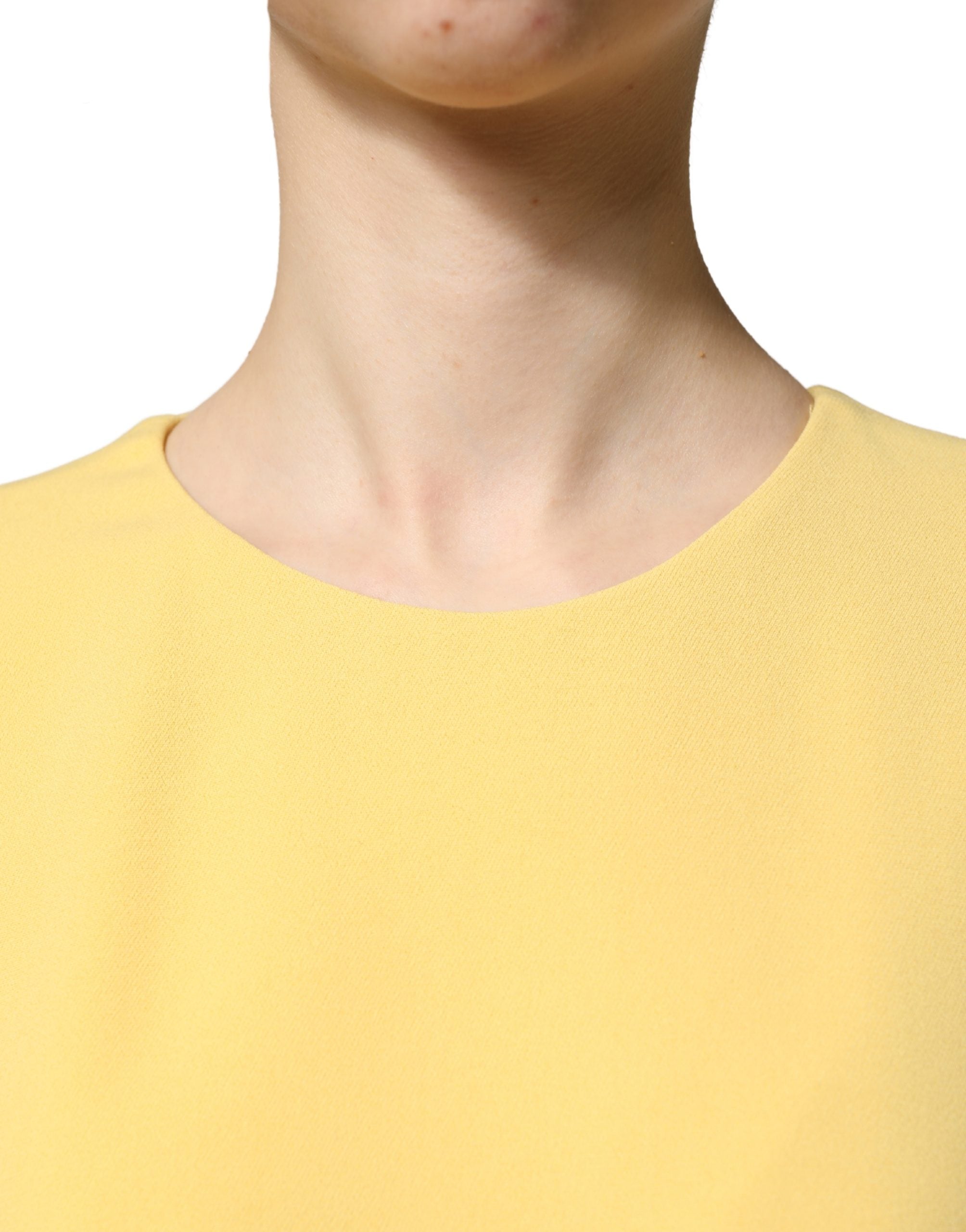 Dolce & Gabbana Yellow Short-Sleeved Crew Neck Midi Dress