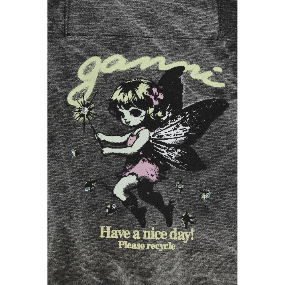 Ganni Gray Cotton Shoulder Bag