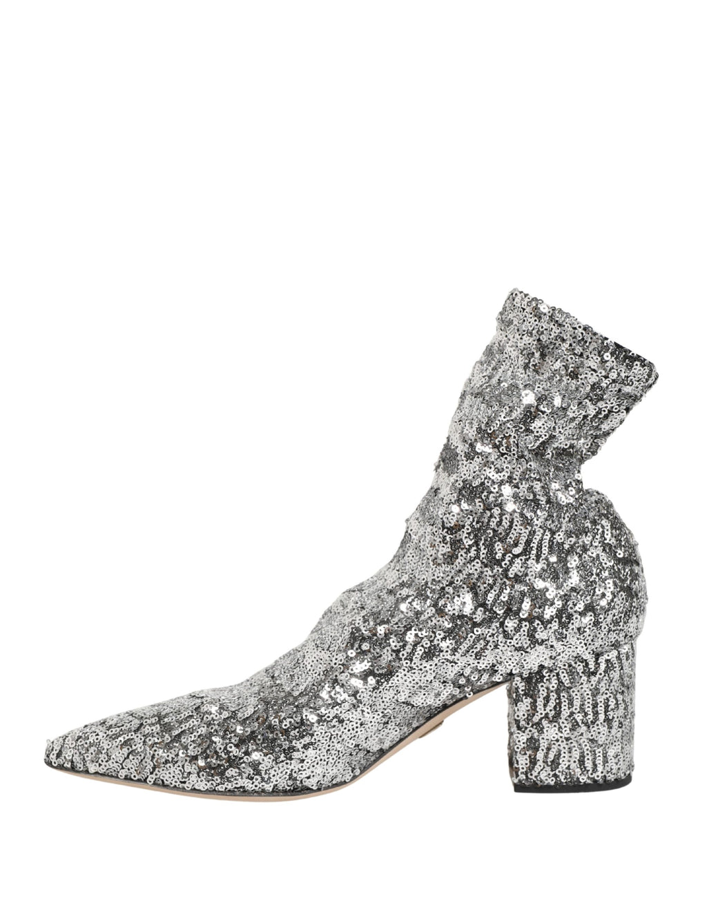 Dolce & Gabbana Silberne Pailletten-Stiefeletten Stretch-Schuhe