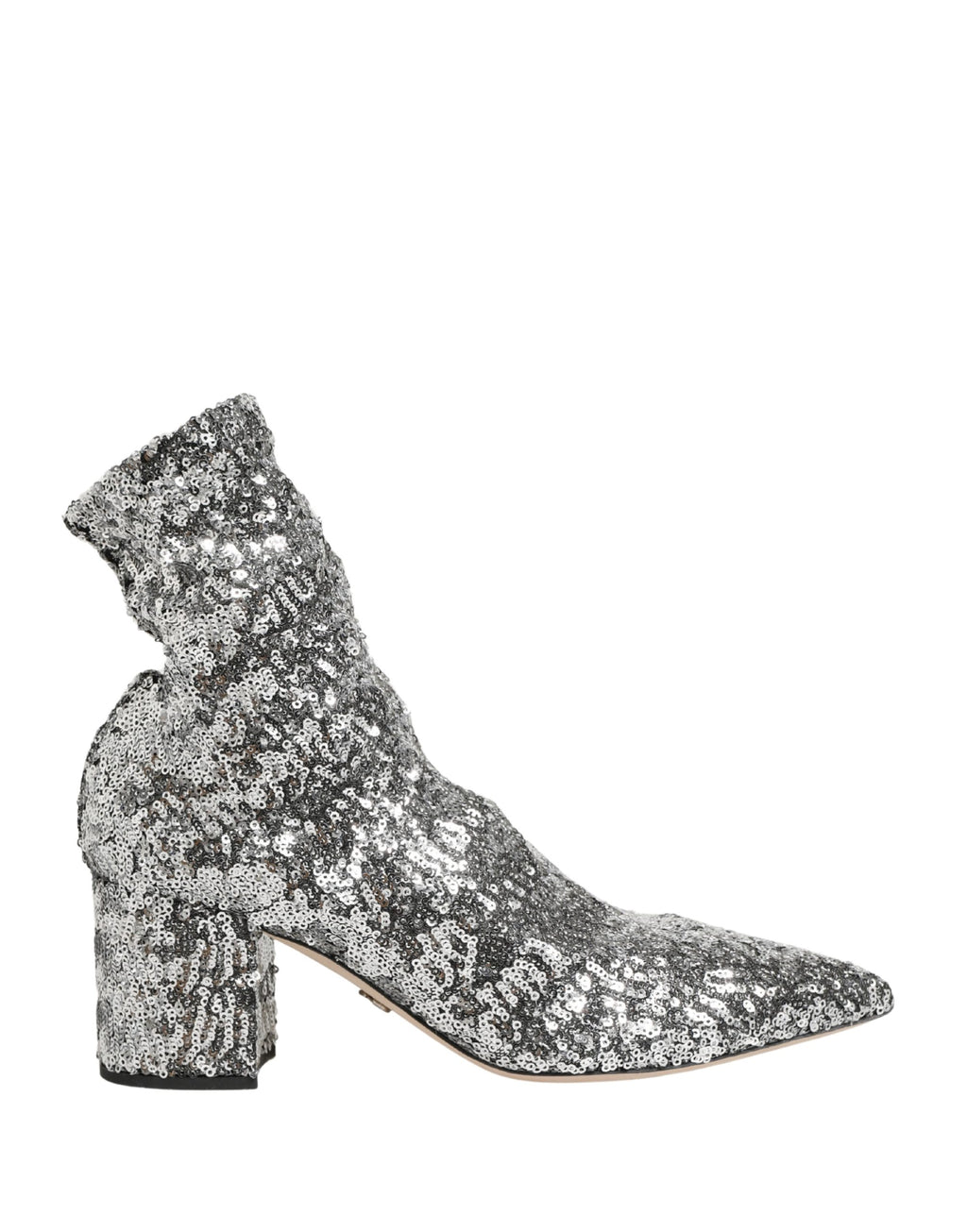 Dolce & Gabbana Silberne Pailletten-Stiefeletten Stretch-Schuhe