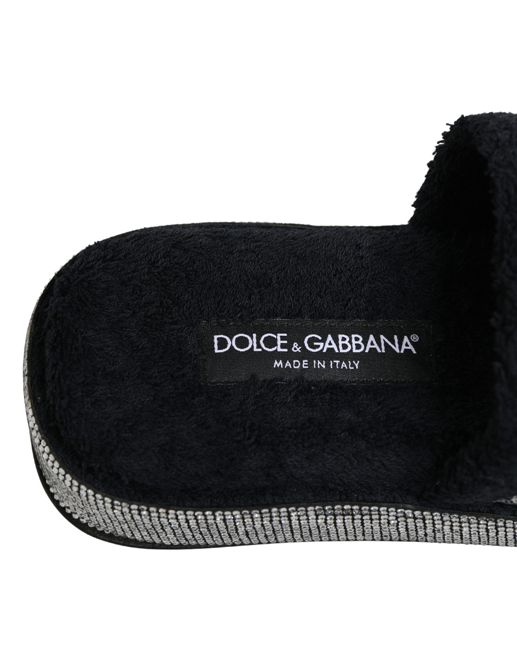 Dolce & Gabbana Schwarze Plateau-Pantoletten mit Kristallverzierung