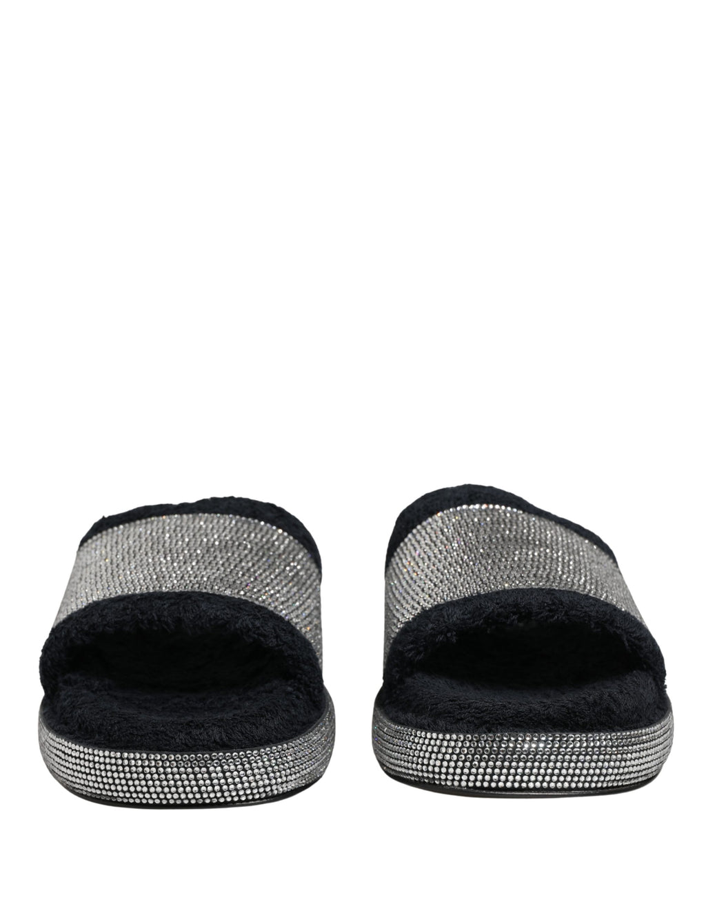 Dolce & Gabbana Schwarze Plateau-Pantoletten mit Kristallverzierung