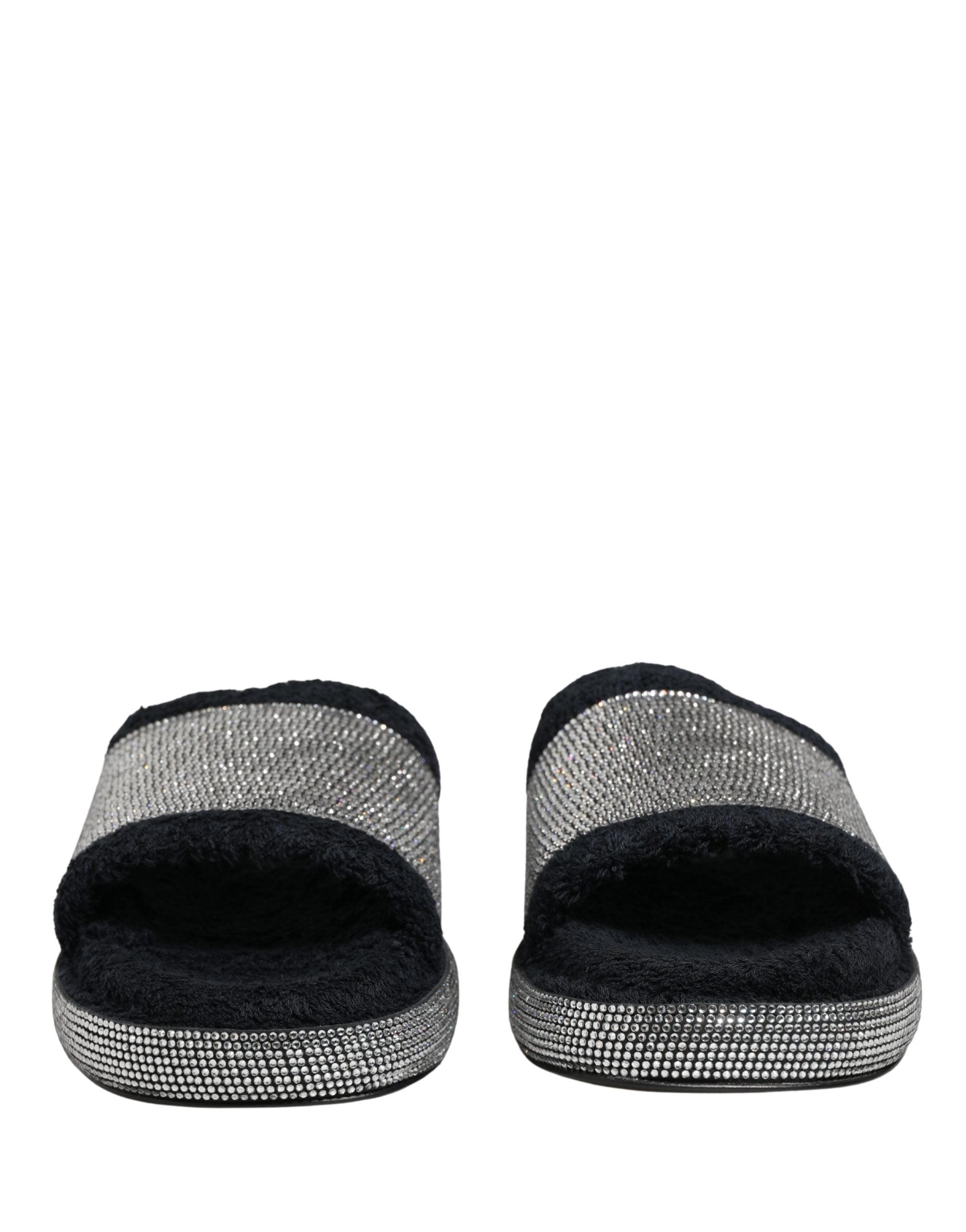 Dolce & Gabbana Schwarze Plateau-Pantoletten mit Kristallverzierung