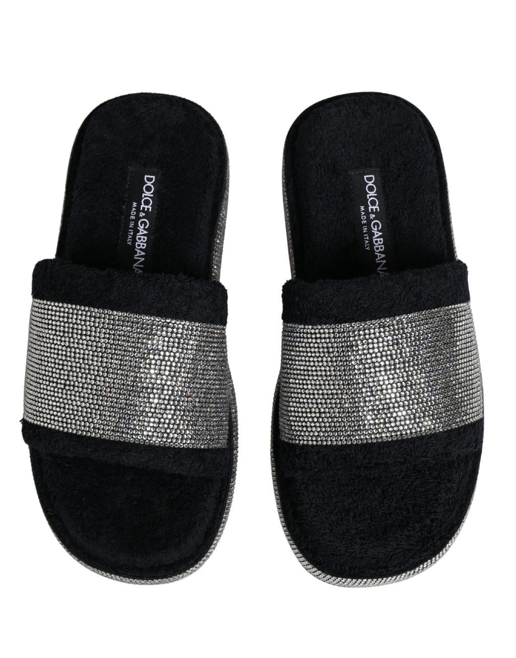 Dolce & Gabbana Schwarze Plateau-Pantoletten mit Kristallverzierung