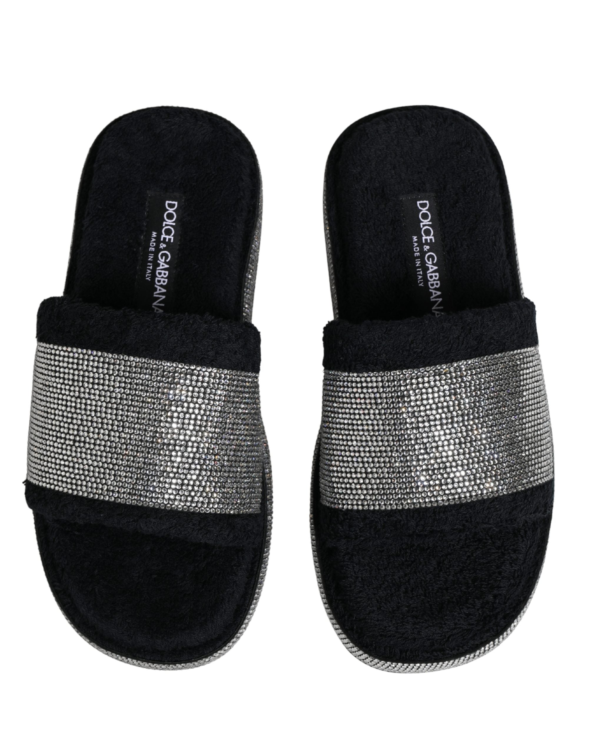 Dolce & Gabbana Schwarze Plateau-Pantoletten mit Kristallverzierung