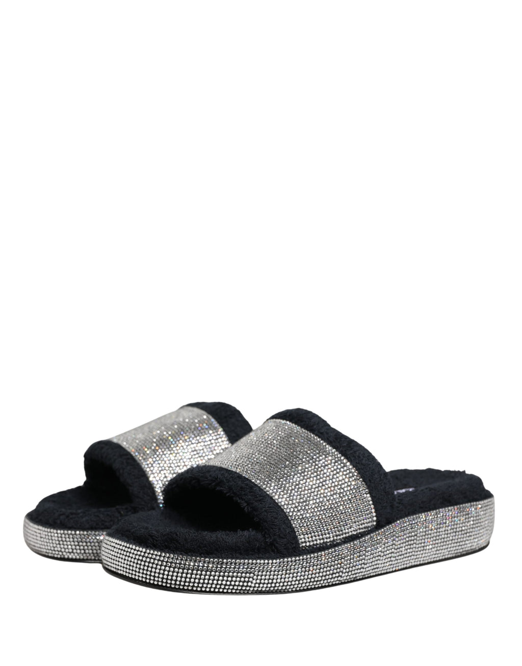 Dolce & Gabbana Schwarze Plateau-Pantoletten mit Kristallverzierung