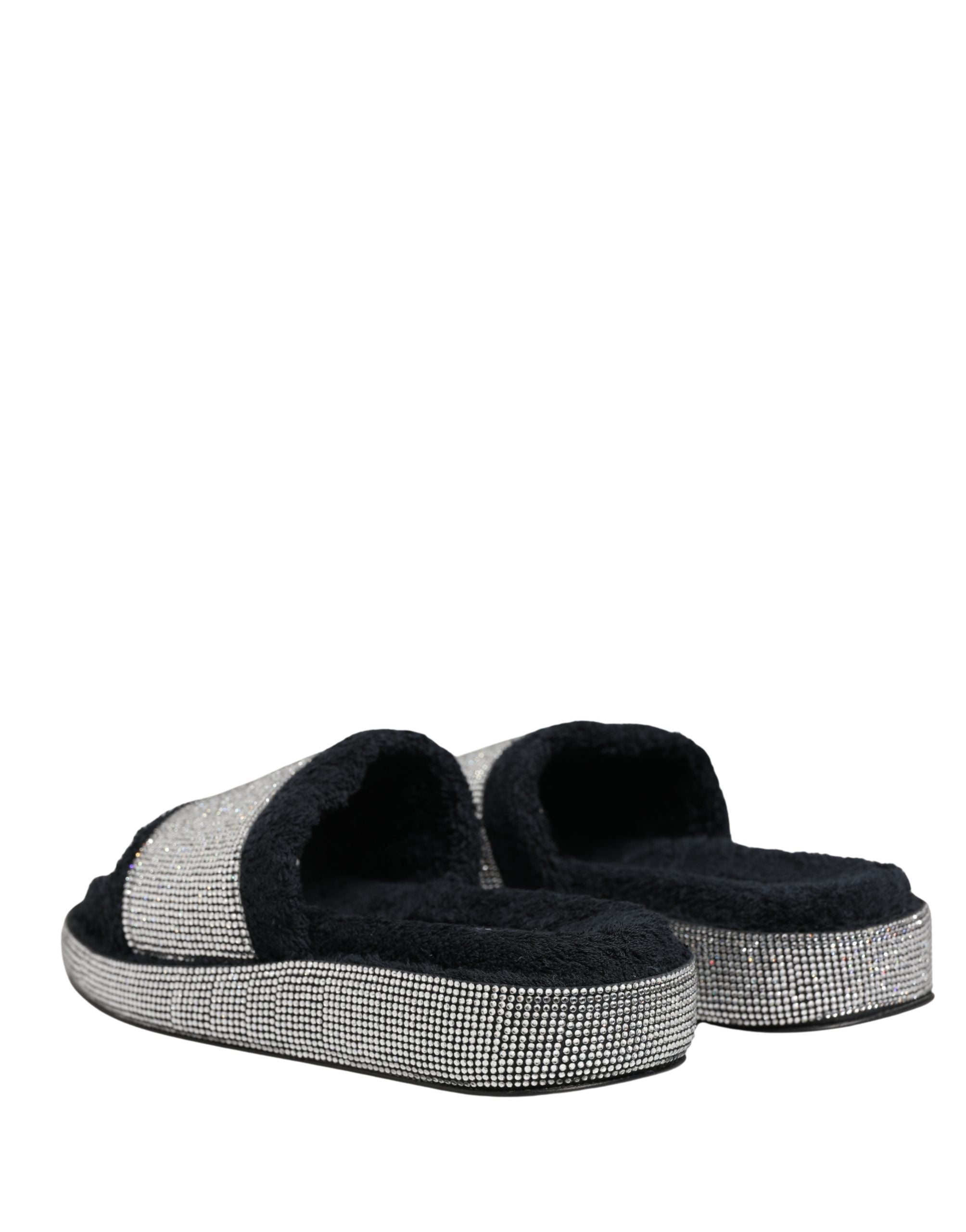 Dolce & Gabbana Schwarze Plateau-Pantoletten mit Kristallverzierung