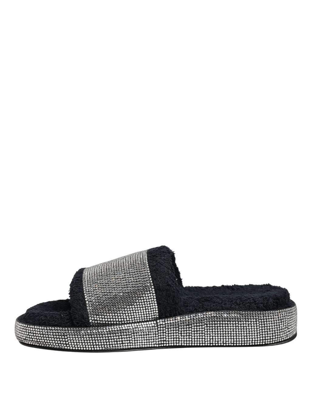 Dolce & Gabbana Schwarze Plateau-Pantoletten mit Kristallverzierung