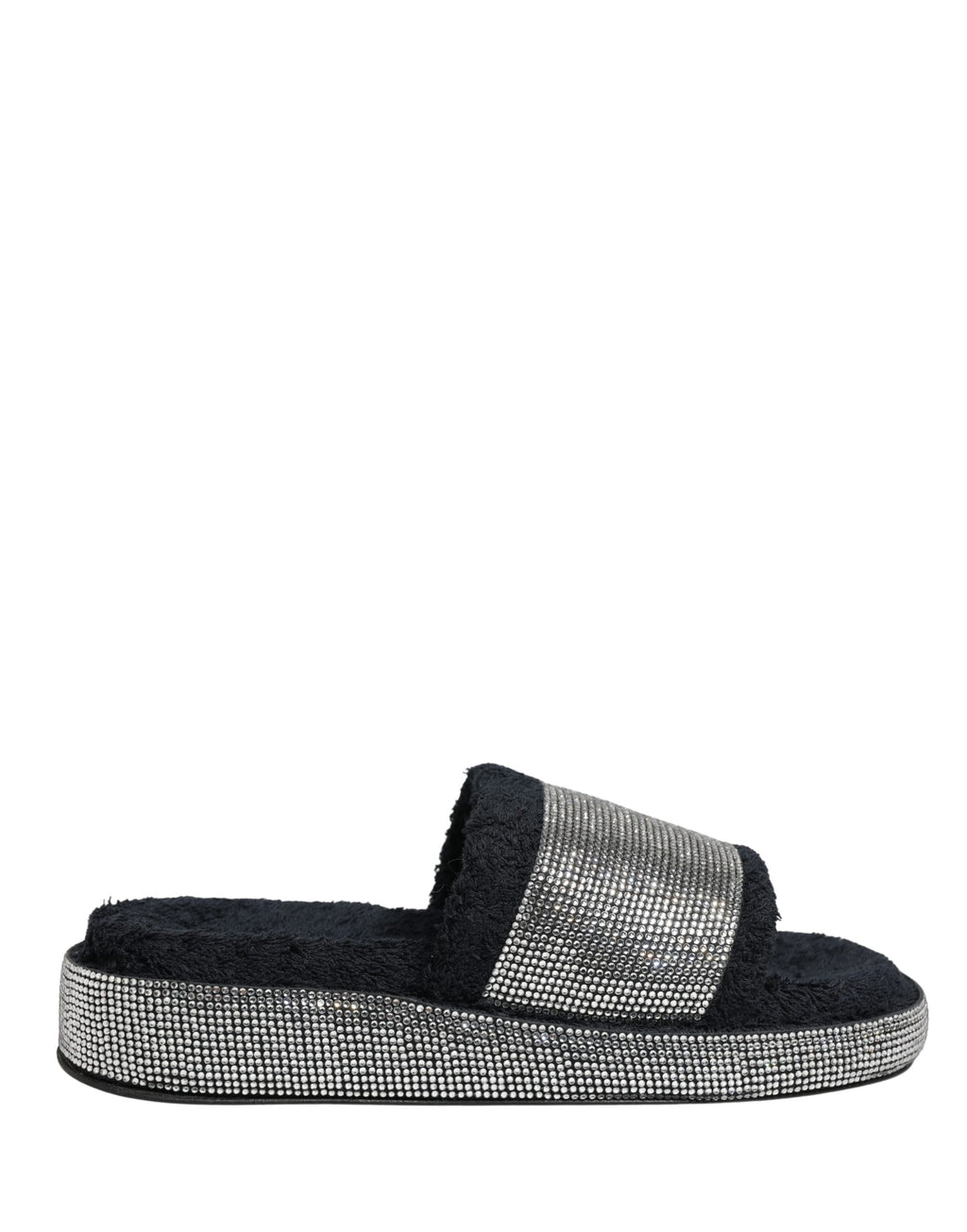 Dolce & Gabbana Schwarze Plateau-Pantoletten mit Kristallverzierung