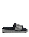 Dolce & Gabbana Black Crystal Embellished Platform Slides Shoes