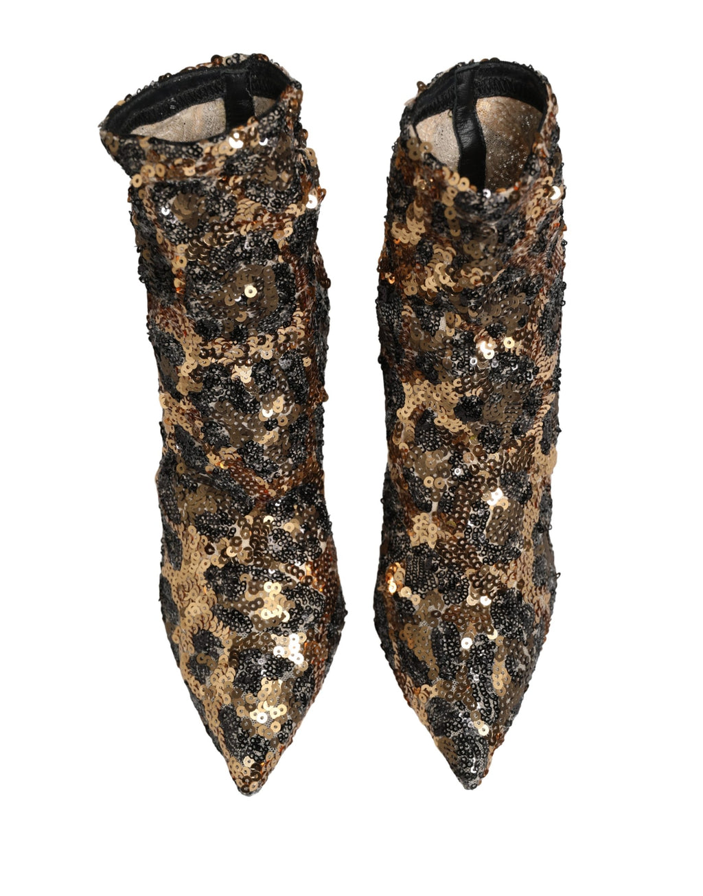 Dolce & Gabbana Gold Leopard Pailletten-Socken-Stiefeletten Schuhe
