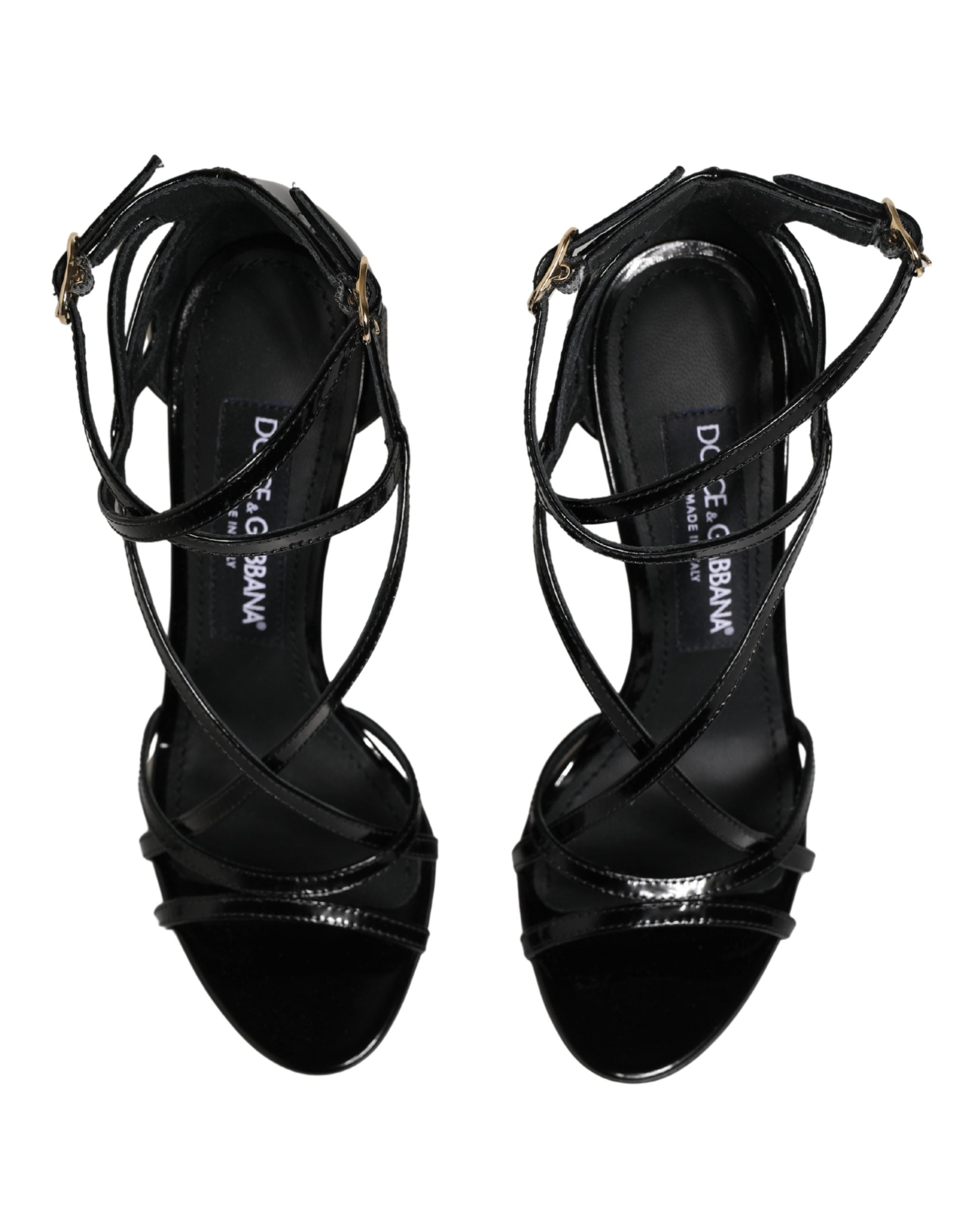 Dolce & Gabbana Schwarze Leder-Sandalen mit Stilettoabsatz