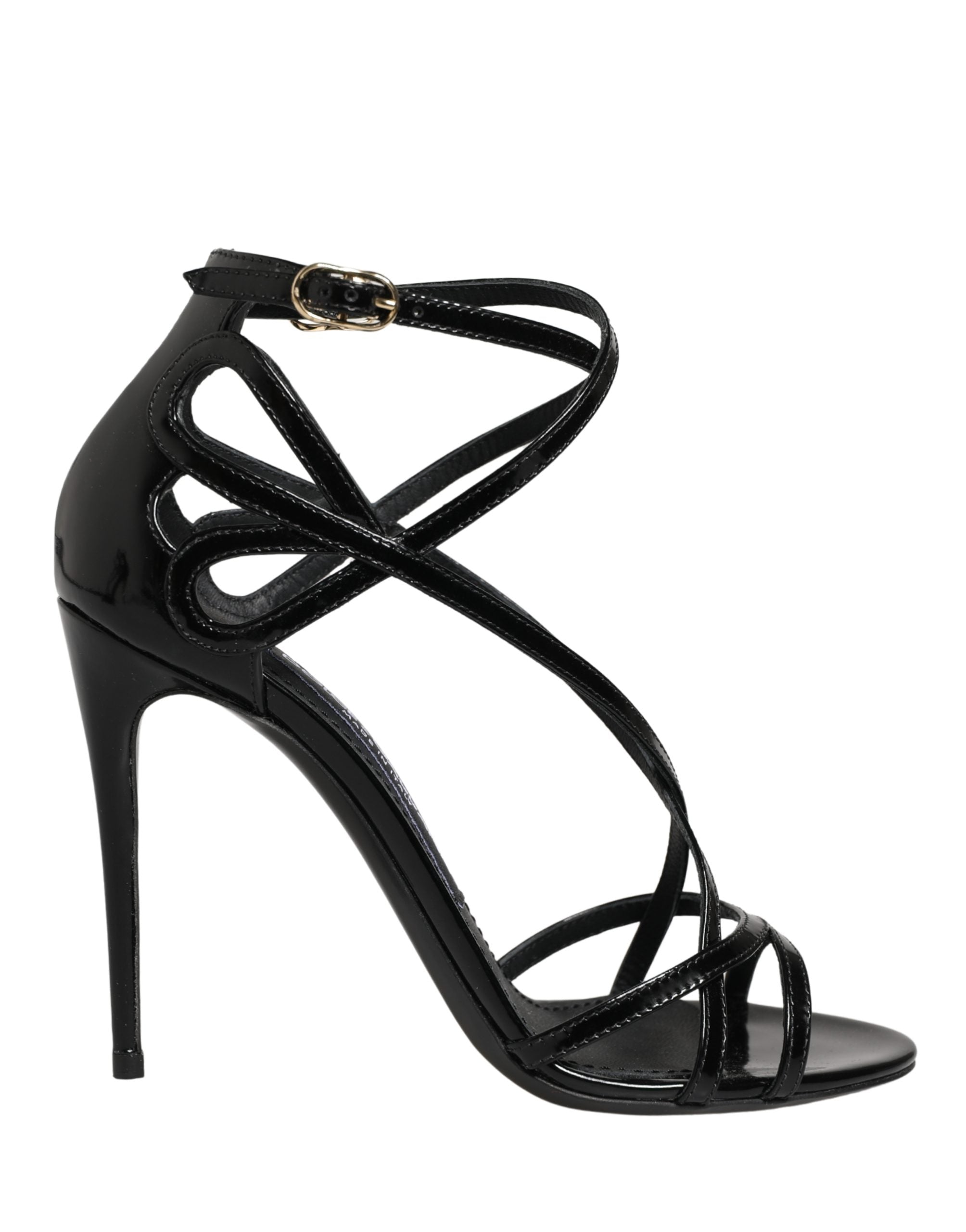 Dolce & Gabbana Schwarze Leder-Sandalen mit Stilettoabsatz