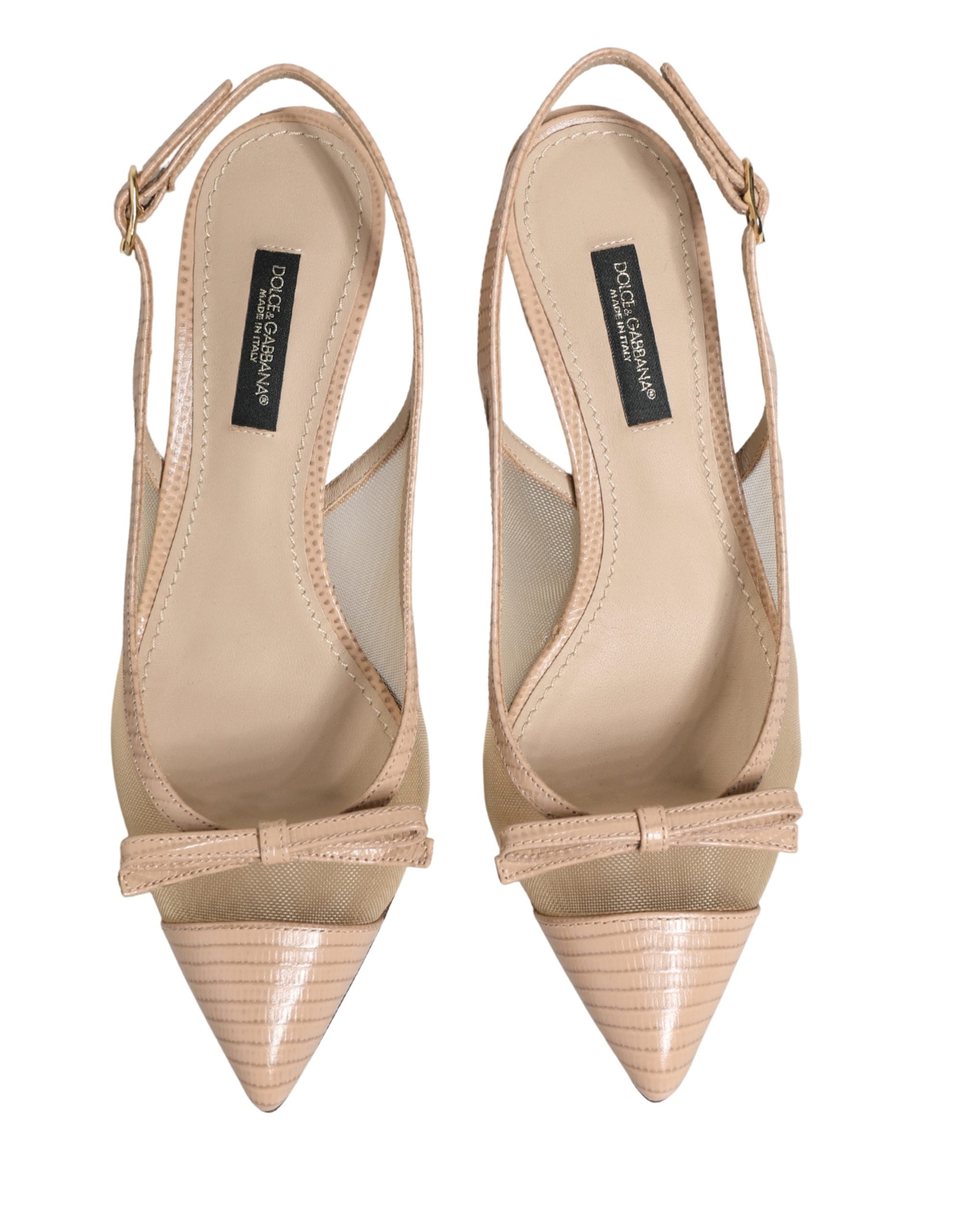 Dolce & Gabbana Beige Lori Slingback-Sandalen aus Mesh und Leder