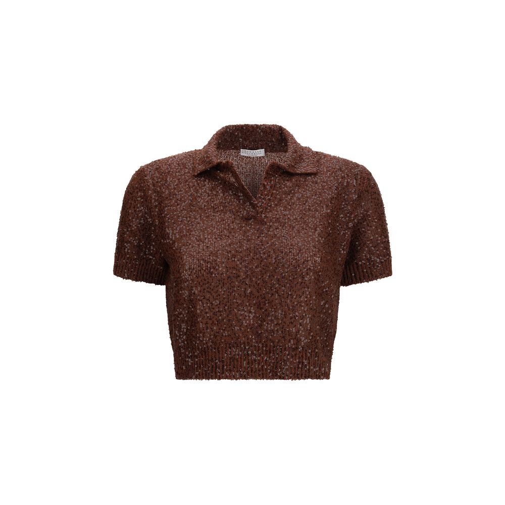 Brunello Cucinelli Bordeaux Linen Shortsleeve Shirt