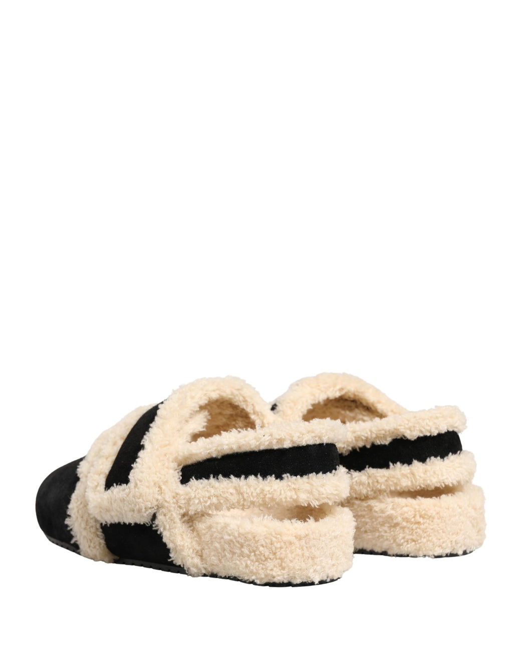 Dolce & Gabbana Beige Schwarz Kunstpelz Flats Herren Sandalen Schuhe