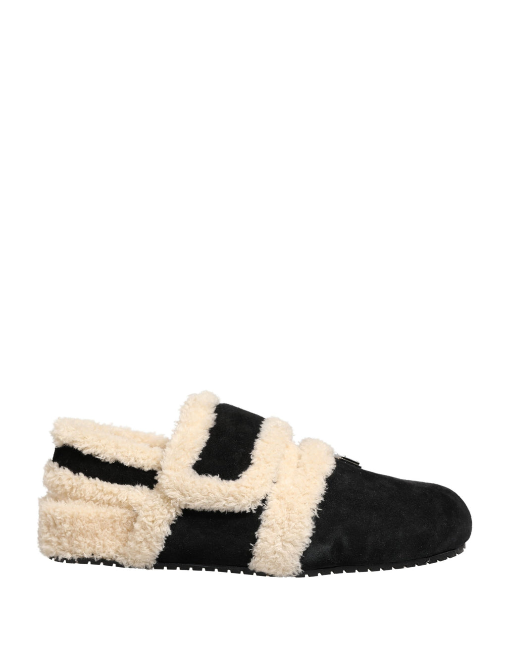 Dolce & Gabbana Beige Schwarz Kunstpelz Flats Herren Sandalen Schuhe