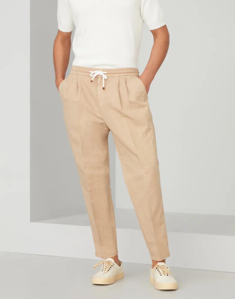 Brunello Cucinelli Beige Linen Casual Pants
