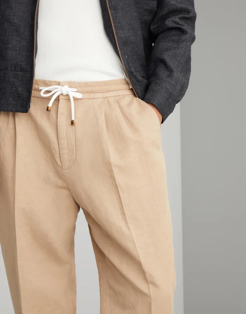 Brunello Cucinelli Beige Linen Casual Pants