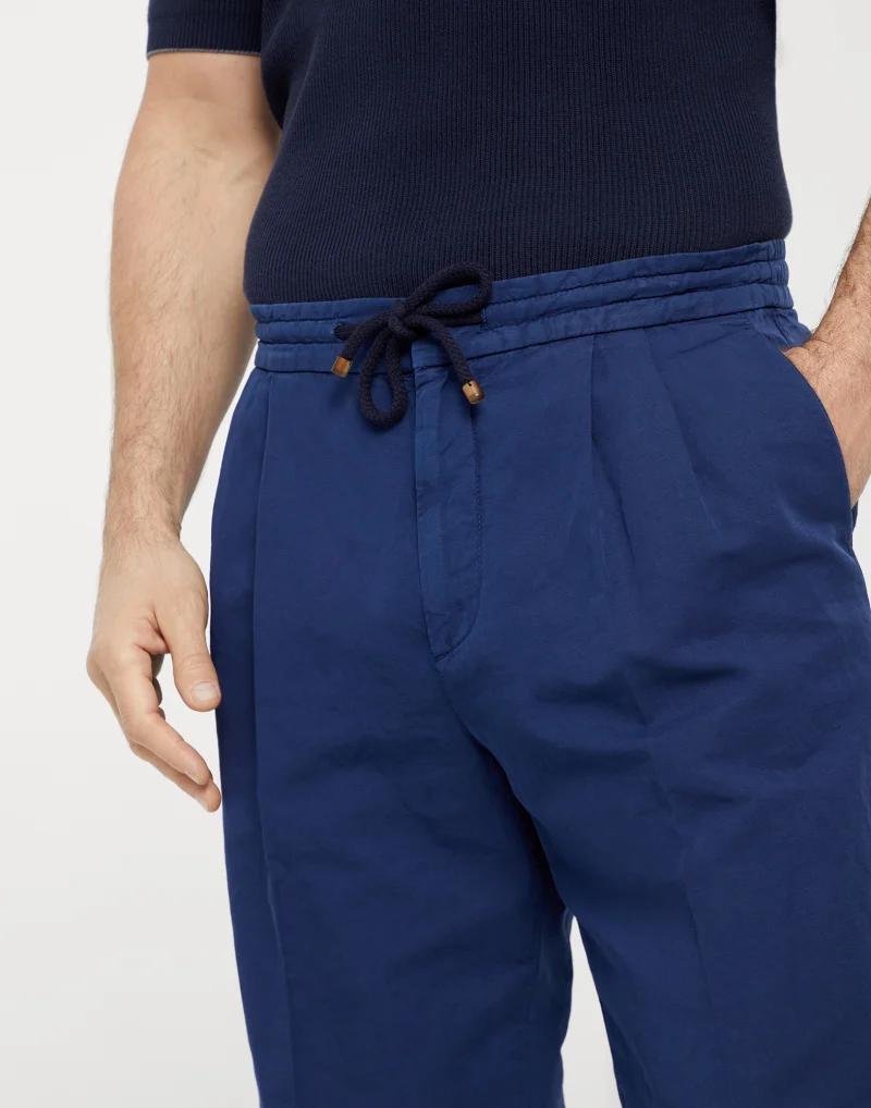Brunello Cucinelli Blue Linen Casual Pants