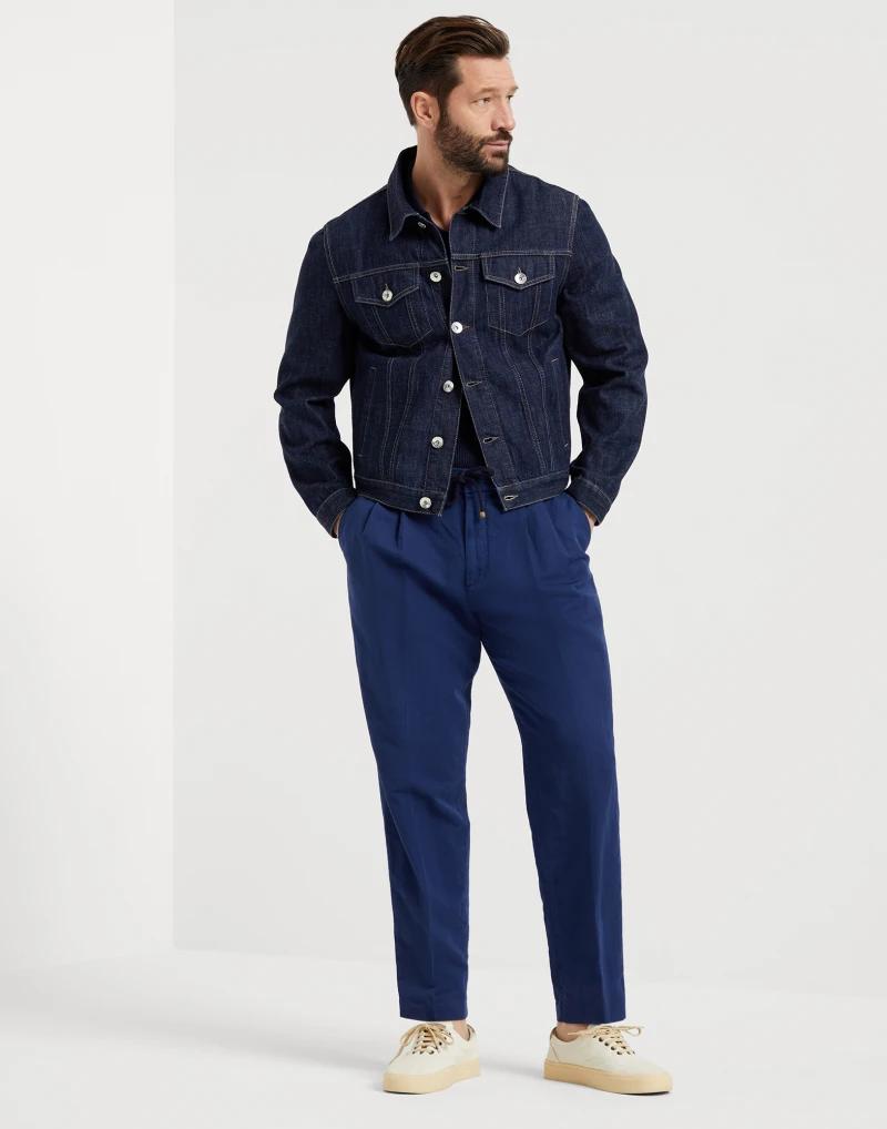 Brunello Cucinelli Blue Linen Casual Pants