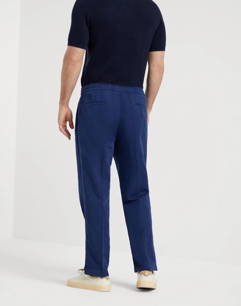 Brunello Cucinelli Blue Linen Casual Pants