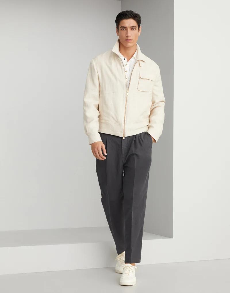 Brunello Cucinelli Gray Linen Casual Pants