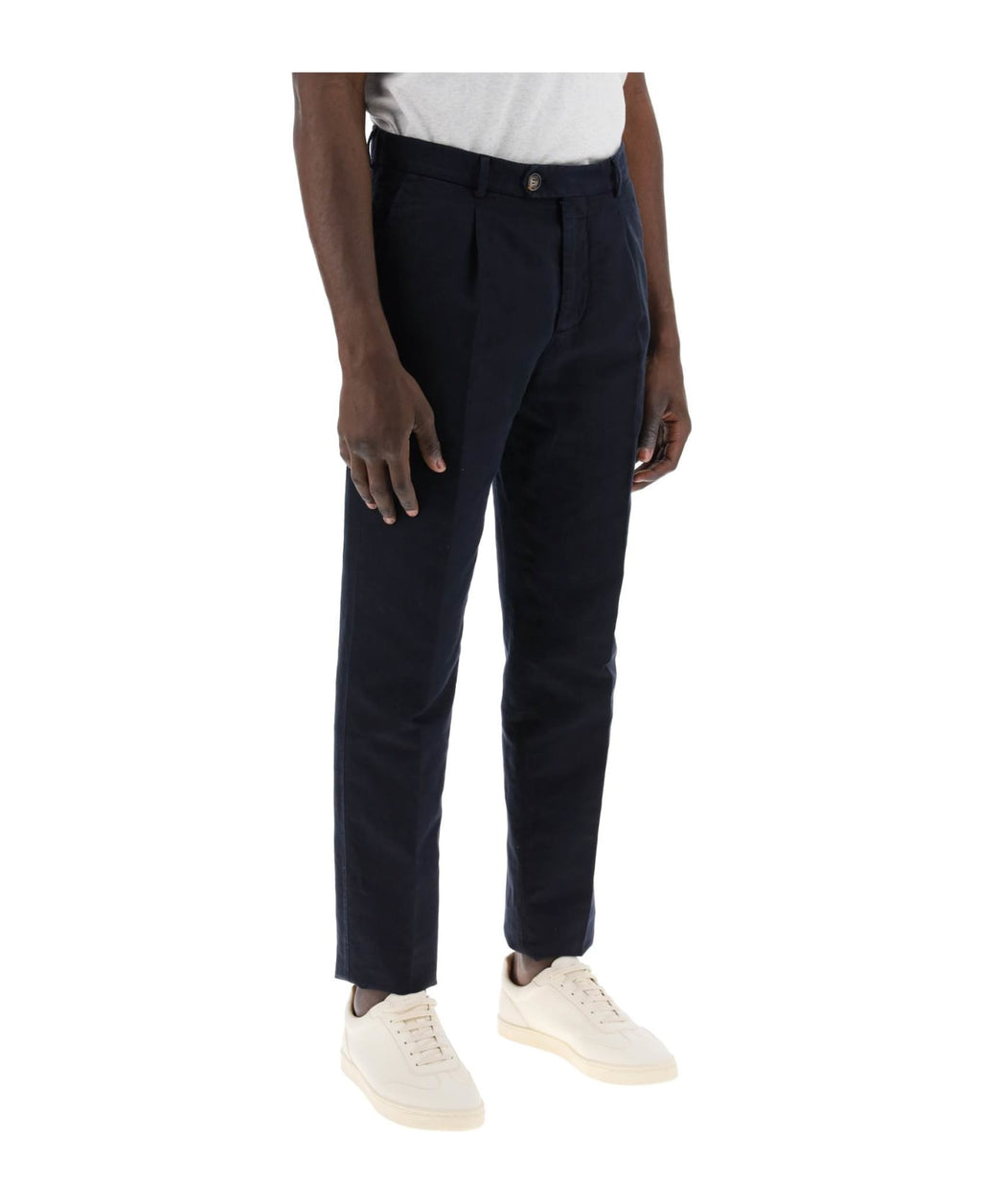 Brunello Cucinelli Blue Linen Casual Pants