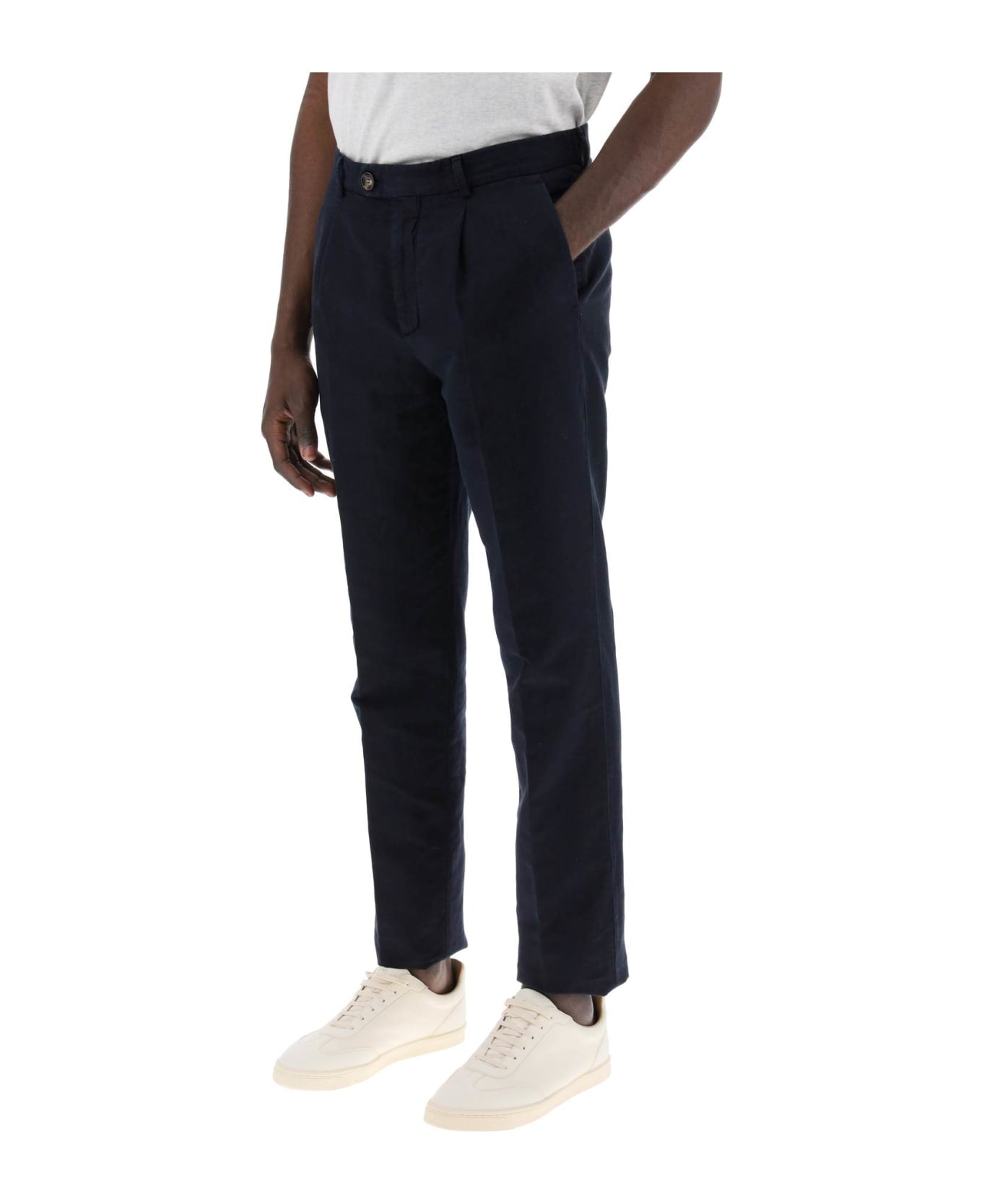 Brunello Cucinelli Blue Linen Casual Pants