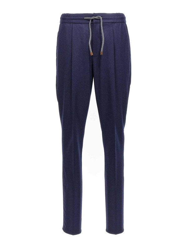 Brunello Cucinelli Blue Wool Casual Pants