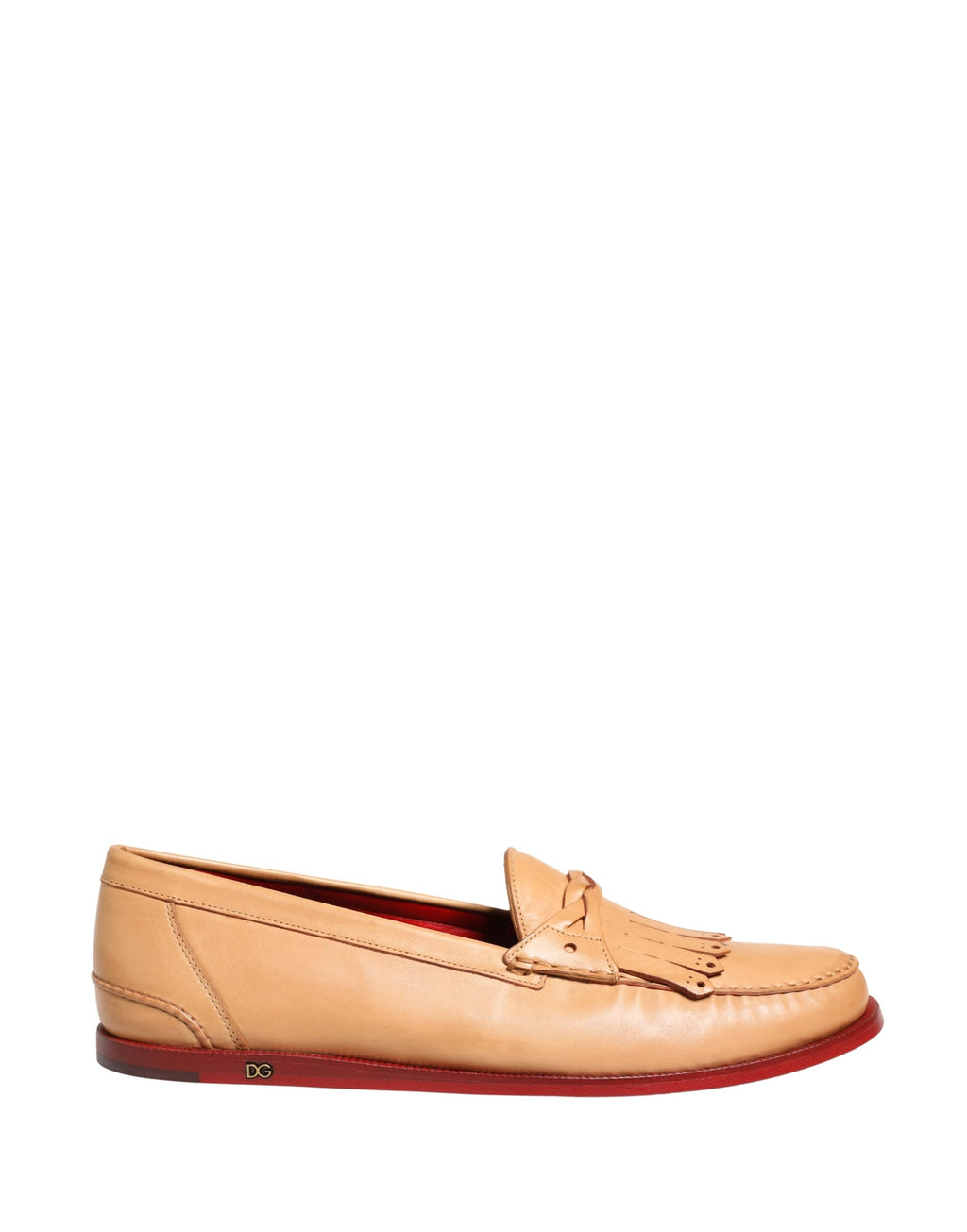 Dolce & Gabbana Beige Quaste Leder Herren Slipper Loafer Schuhe