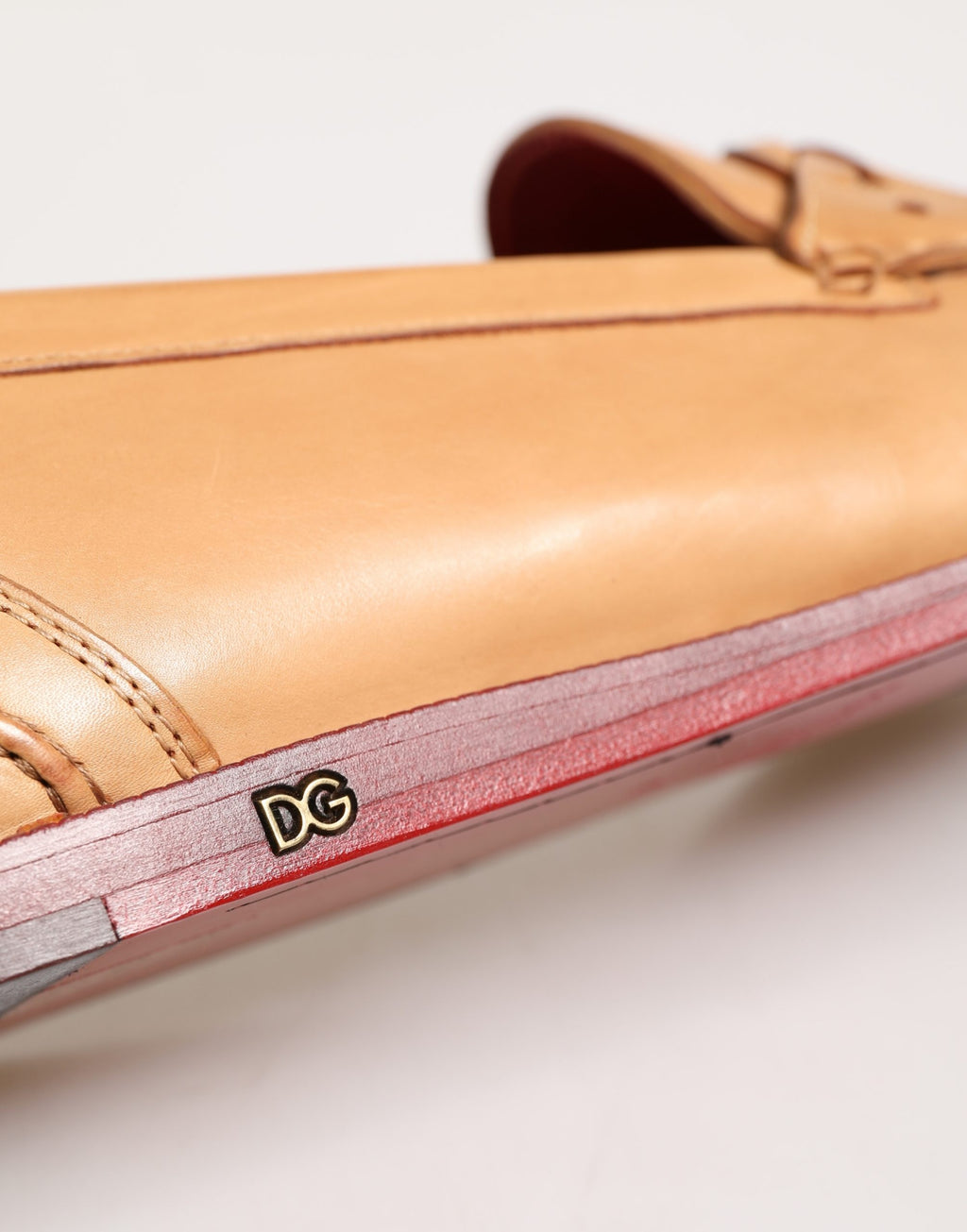 Dolce & Gabbana Beige Quaste Leder Herren Slipper Loafer Schuhe