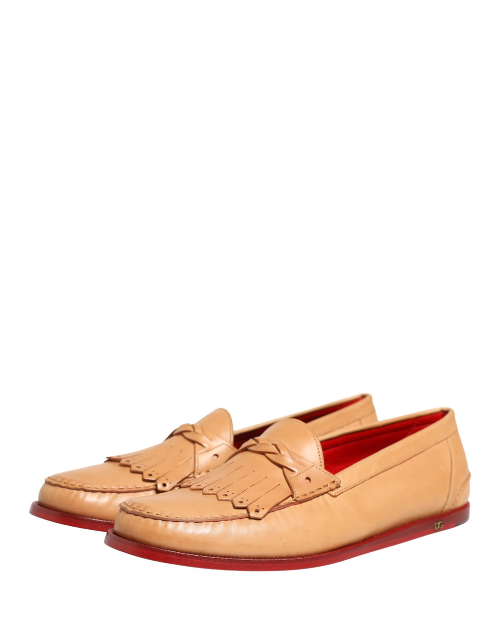 Dolce & Gabbana Beige Quaste Leder Herren Slipper Loafer Schuhe