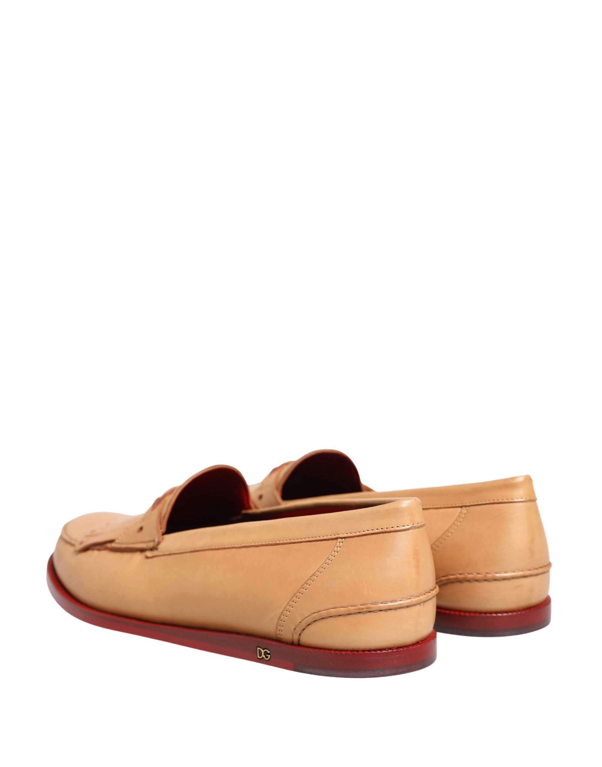 Dolce & Gabbana Beige Quaste Leder Herren Slipper Loafer Schuhe