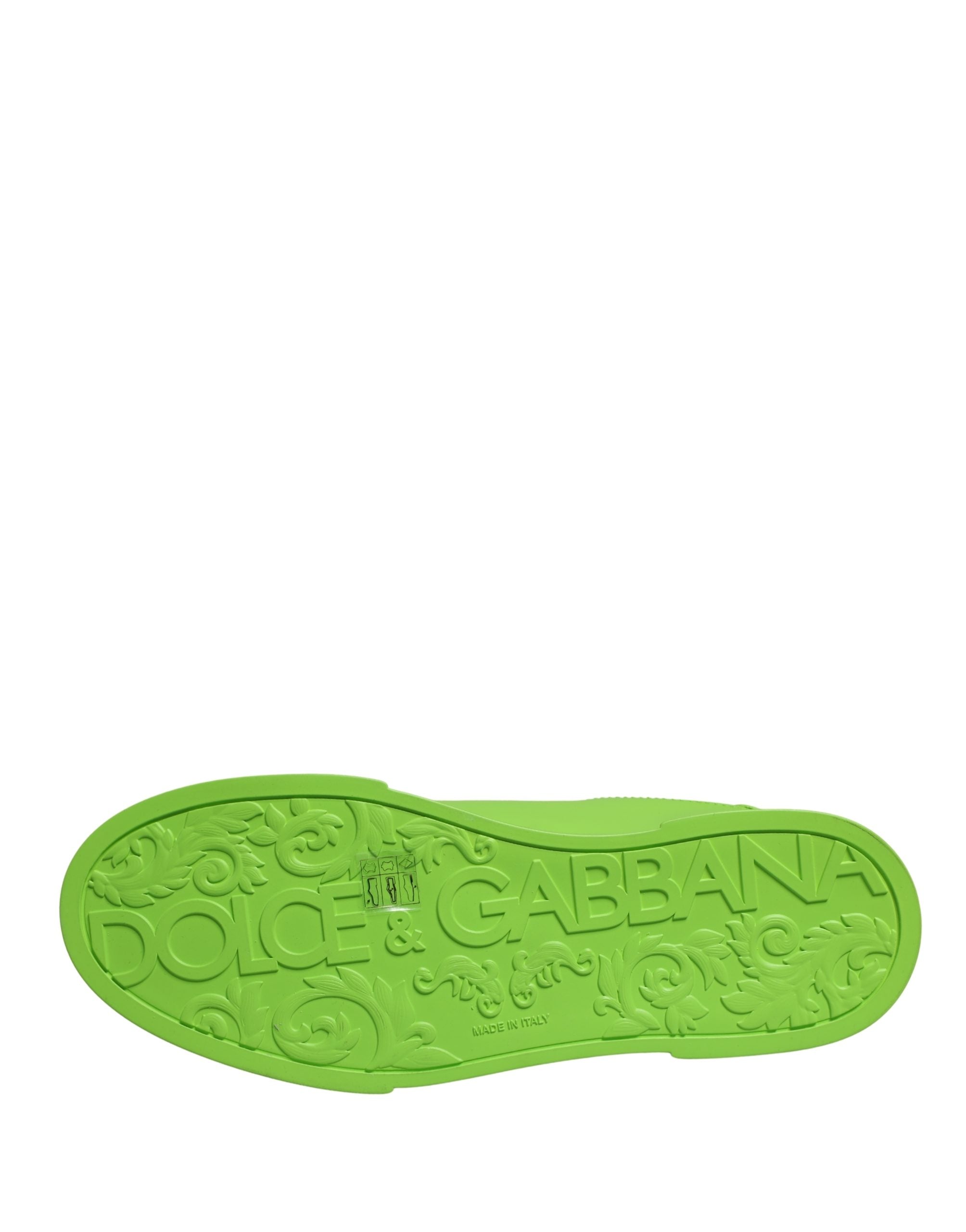 Dolce & Gabbana Grüne Leder Portofino Low Top Sneaker Schuhe