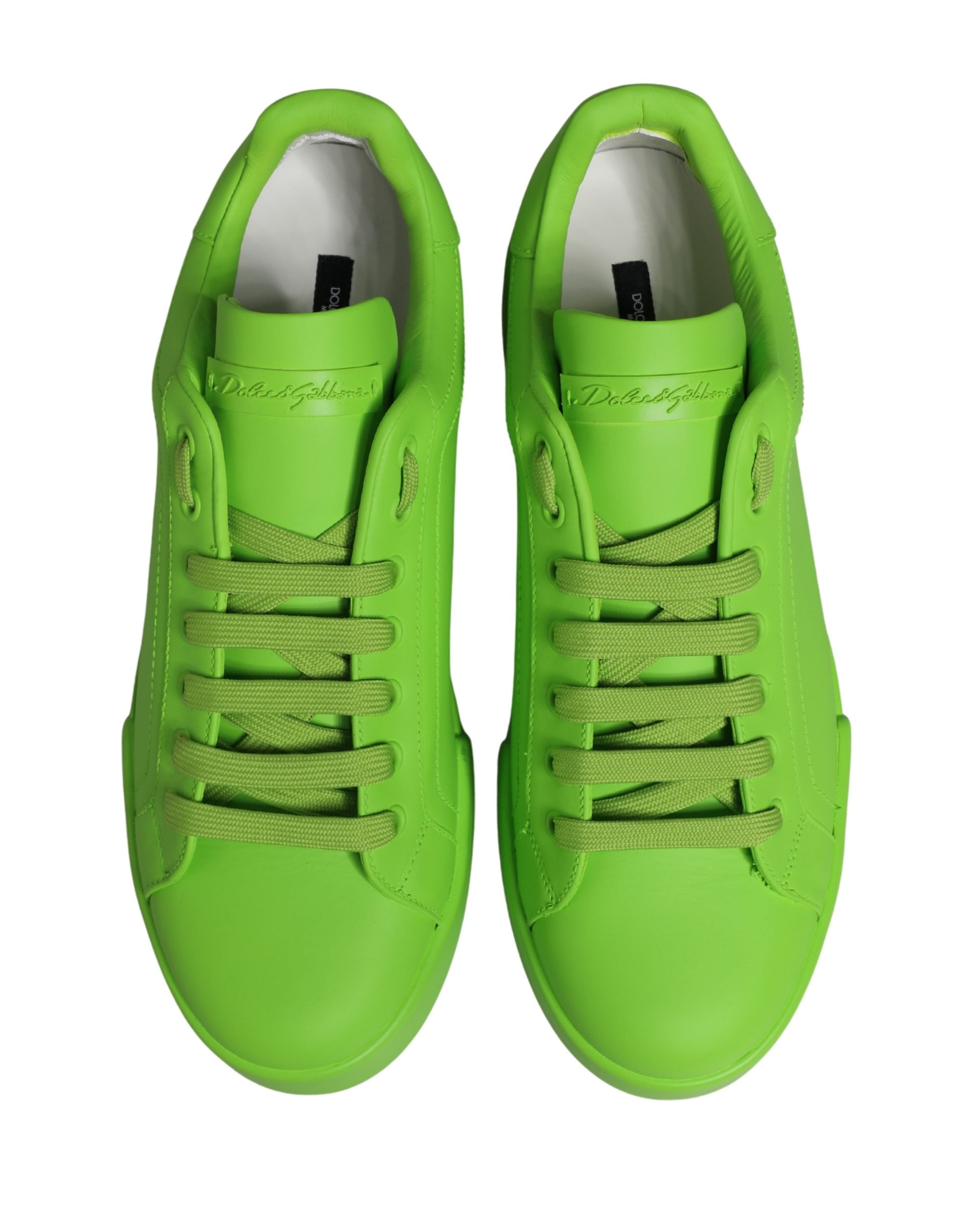 Dolce & Gabbana Grüne Leder Portofino Low Top Sneaker Schuhe