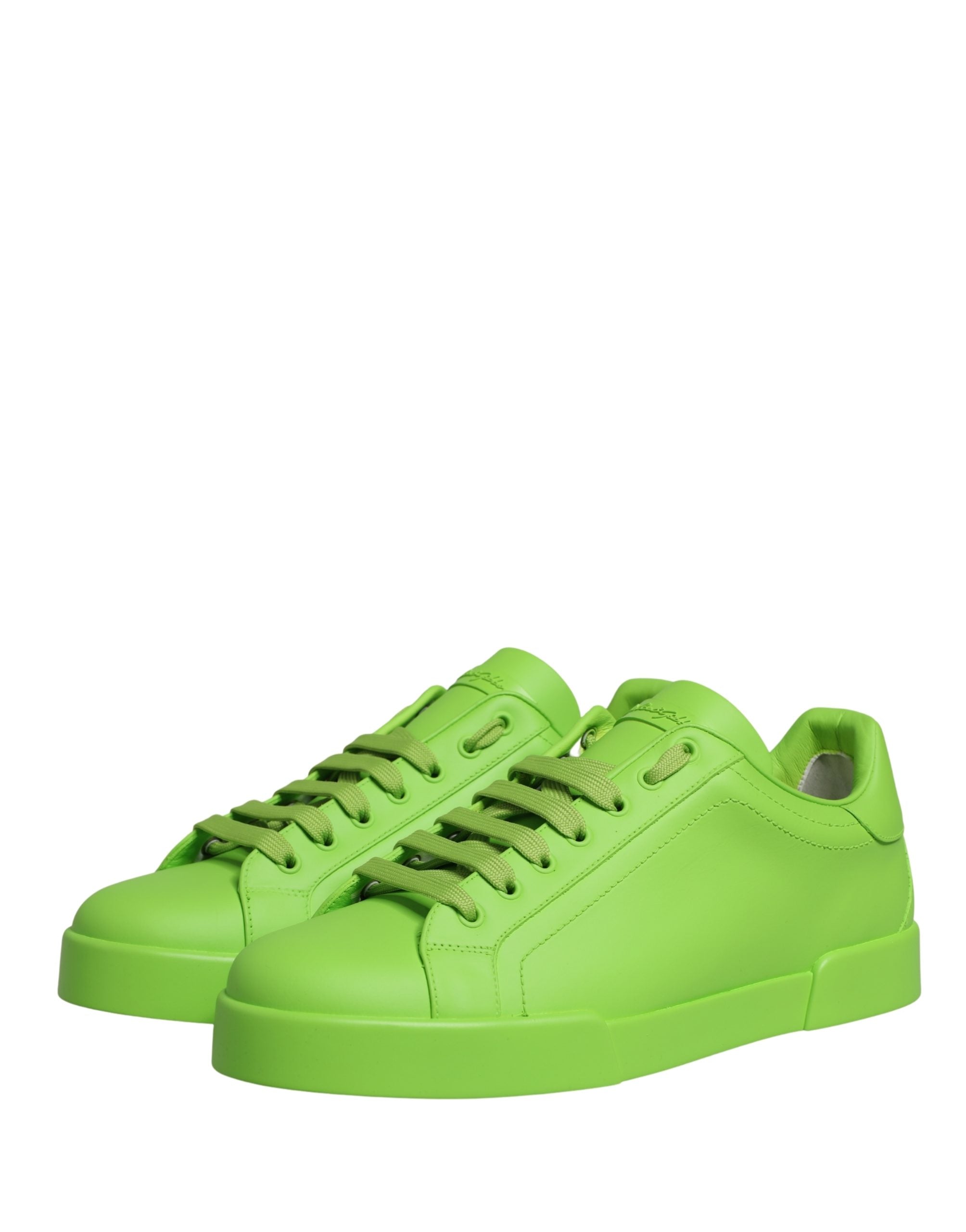 Dolce & Gabbana Grüne Leder Portofino Low Top Sneaker Schuhe