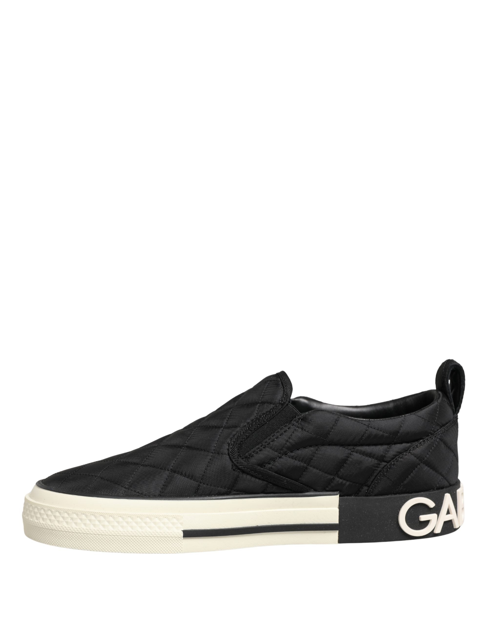 Dolce & Gabbana Schwarze gesteppte Slip-On Low Top Sneaker Schuhe